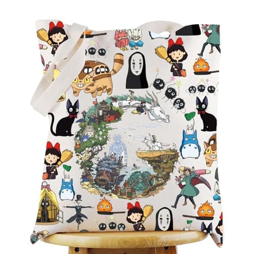 Image of KEYCHIN No Face & Chihiro Tote Bag Japanese Anime Lovers Gift Animated Movie Themed Shoulder Bag Cartoon Movie Merch, No Face-tb, M