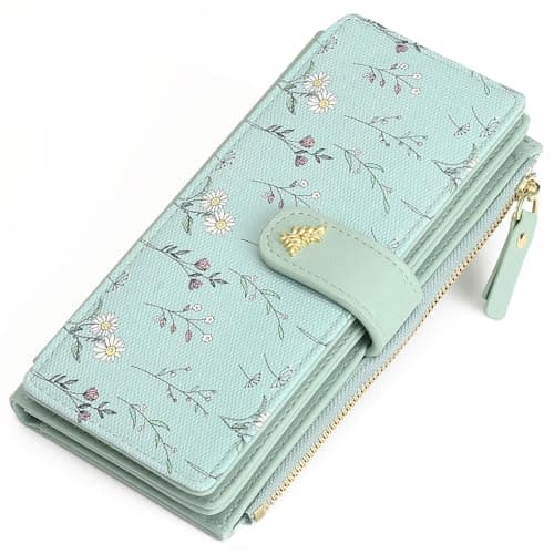 Image of GAEKEAO Ladies Purse RFID Blocking Large Capacity Purses for Women Trifold Vegan Leather Floral Wallet Card Holder