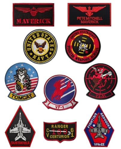 Image of 10 Pcs Tactical Patch Compatible with TV TOP Gun US Air Force Military Embroidered Applique Army Emblem with Hook and Loop Fastener Backing Patch for Clothes Jacket Jeans Vest