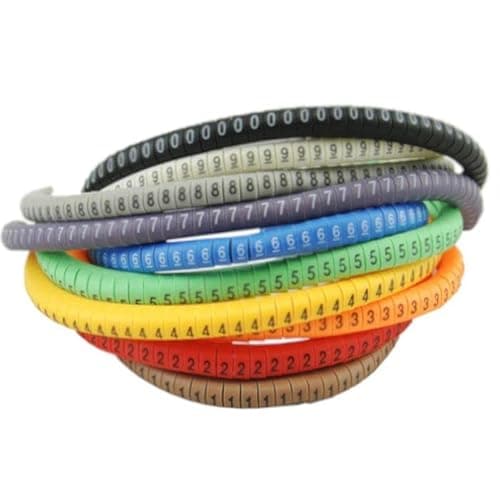 Image of HGDC2-5 - Hellermann Helagrip Slide On Chevron Cut PVC Cable Markers Pre-Printed Colour Coded Dia 2.0-5.0mm Full Kit 10000 Pieces