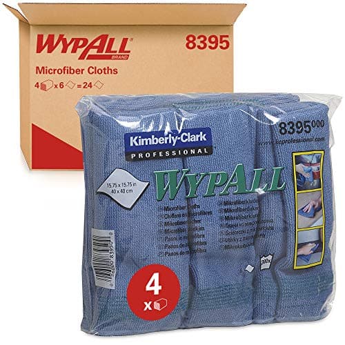Image of WypAll Microfibre Cloths 8395 - 4 carry packs x 6 blue, 40 x 40cm cloths, (24 total)