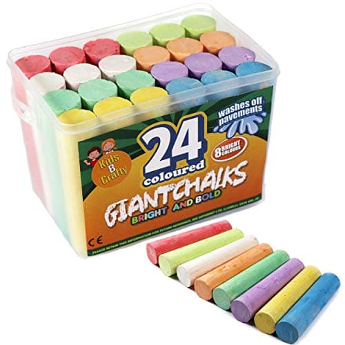 Image of 24 Coloured Chunky Chalks, Giant, Pavement, Washable, Fun for Children 8 Vibrant Colours, Outdoor, Garden, Drawing - Artists - Toddler,Kids