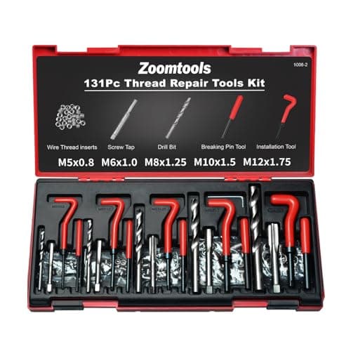 Image of Zoomtools 131pcs Thread Repair Kit HSS Drill Thread Insert Repair Tool Metric M5 M6 M8 M10 M12