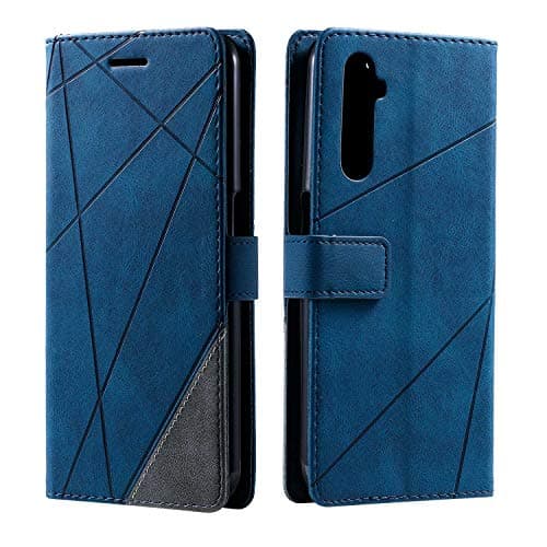 Image of SONWO Case for Realme 6 / Realme Narzo/Realme 6S Case, Premium Leather Flip Wallet Case Magnetic Closure Card Slots Kickstand Phone Case for Realme 6 / Realme Narzo/Realme 6S, Blue