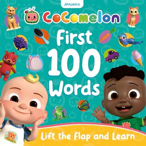 Image of CoComelon First 100 Words Lift-the-Flap Book: A fun early learning board book with lots of flaps to lift! Perfect gift for children aged 1, 2, 3 years