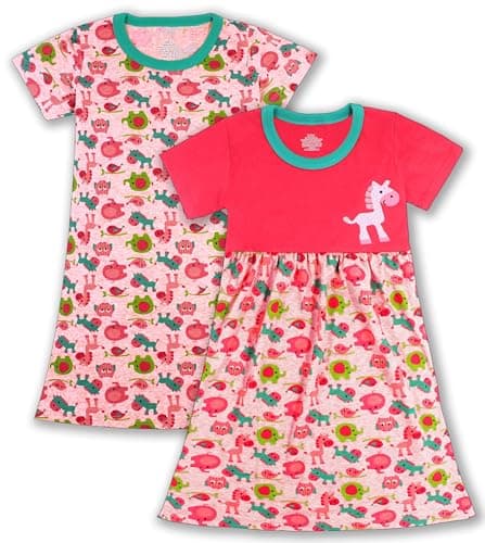 Image of LOLPIP Nightgowns Short Sleeve Pyjama Cotton Night Dress Nighties for Kids Casual Tunic Dress Sleepwear for Girls Nightdress Horse Size X-Large 9-10 Years