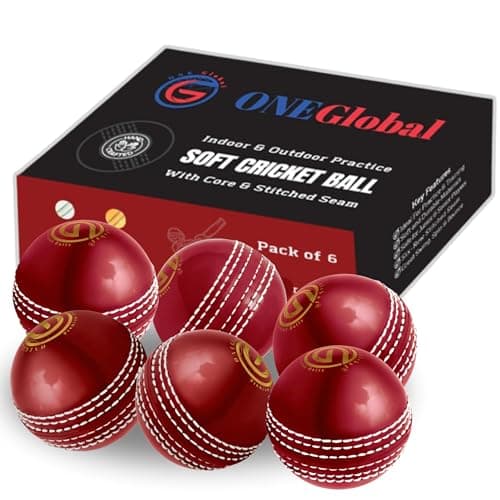 Image of ONEGlobal Incrediball Soft Practice Cricket Ball | Outdoor & Indoor Rubber Cricket Ball With Core & Stitched Seam | For Practice, Training & Family Fun | Senior & Junior Size (6 Red, Senior)