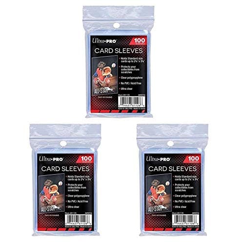 Image of Ultra Pro standard regular soft penny card sleeves for trading cards such as Pokemon, Magic, sports cards, standard size, transparent