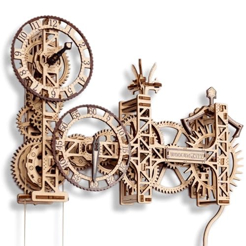 Image of Wooden.City Steampunk Wall Clock - DIY 3D Wooden Puzzle, Mechanical Model with Pendulum Mechanism, 269 Pieces, Ideal for Crafters and Vintage Lovers, Decorative Clock