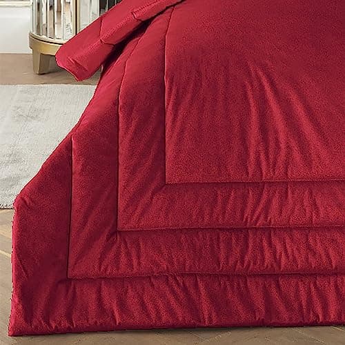 Image of Laurence Llewelyn-Bowen Velvet Bedspread – Claret Red Quilted Throw – 220 x 150cm – Box Frame Stitch – Super Soft Reversible Blanket – Luxury Bedding for Bed or Sofa