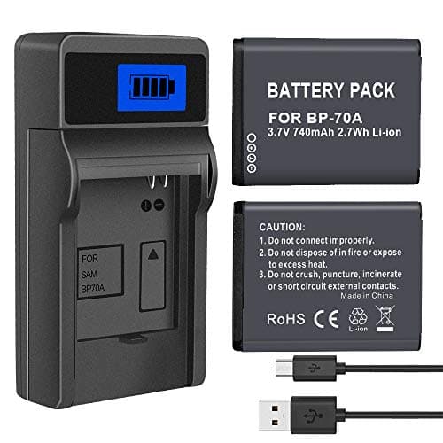 Image of CITYORK EA-BP70A [2 Pack] Battery & Charger Compatible with Samsung BP-70A ES73 ES74 PL80 PL100 Camera