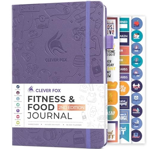 Image of Clever Fox Fitness & Food Journal – Nutrition & Workout Planner for Women & Men – Diet & Gym Exercise Log Book with Calendars, Diet & Training Trackers - Undated, A5 Size, Hardcover (Lavender)