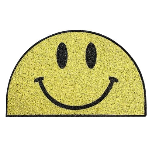 Image of Nicoman Happy Face Doormat Housewarming Novelty Gift Present Dirt-Trapper Indoor Outdoot Non Slip Barrier Door Mats 70 x 44cm