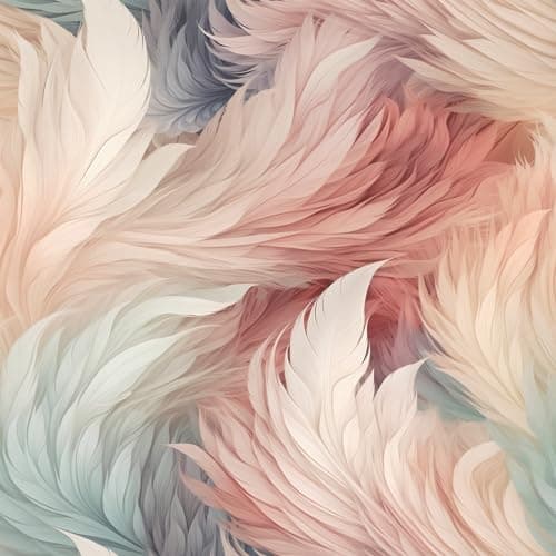 Image of WE - Realistic Plumes Stylish Wavy Feather Multicoloured Pastel Wallpaper 217501