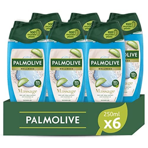 Image of Palmolive Wellness Aroma Sensations Massage shower gel, with sea salt and aloe extract with a delicate formula and a 100% natural essential oil, 6 x 250 ml