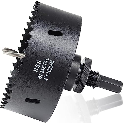 Image of 102mm Hole Saw Drill Bit for Metal and Wood, 4 inch HSS Bi-Metal Hole Cutter with cutting Depth of 40mm for Punching Circular Holes on Ceiling Board, Acrylic Panel, Plate Steel and Sheet Iron