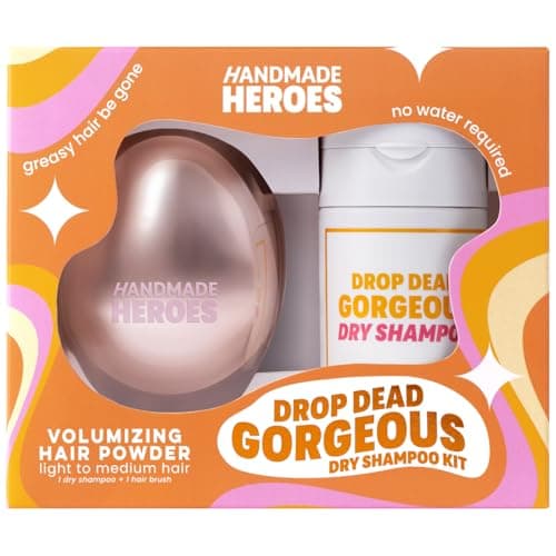 Image of Dry Shampoo Volume Powder by Handmade Heroes | 100% Natural and Vegan, Sustainable and Aerosol Free | Volumizing hair powder suitable for Air Travel, Women and Men (Blonde and Hair Brush)