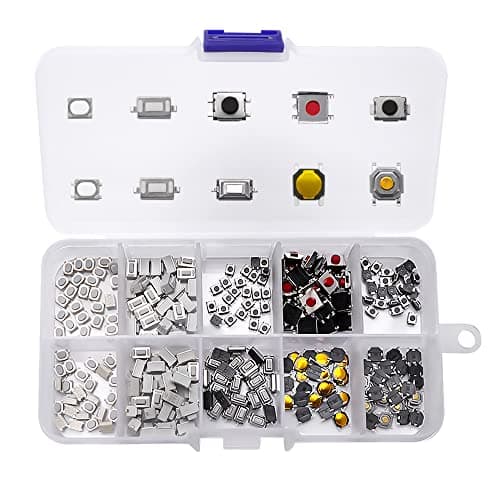 Image of VooGenzek 250 PCS 10 Value Tactile Push Button Switch Micro Momentary Tact Assortment Kit, for TV Audio Remote Key Cameras Computers, with Plastic Box