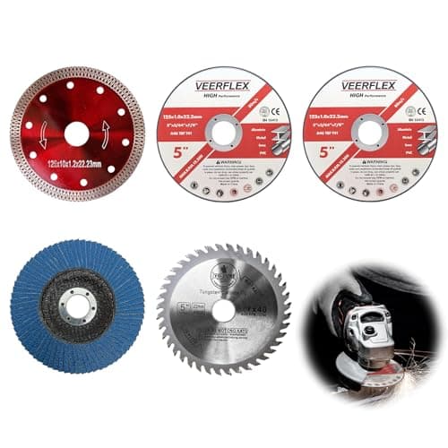 Image of 125mm Cutting Discs, 5Pcs Angle Grinder Discs, 125mm Metal Cutting Discsfor Cutting Metal, Stone, Wood, Ceramic, Tile, Grinding, 125x1.0x22.23mm