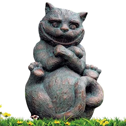Image of Vintage Alice in Wonderland Garden Sculpture - Resin Statue Figurines With Mad Hatter, White Rabbit, Cheshire Cat and Caterpillar - Wonderland Decorations