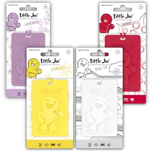 Image of Little Joe Polymer Car Air Freshener, 45-Day Long-Lasting Fragrance, Hanging Scented Card for Car Interior Home & Office - 4 Pack Mix (Cherry, New Car, Vanilla, Lavender)