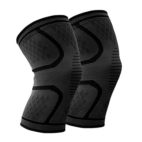Image of BESKEY Knee Support (Pair) Anti Slip Knee Brace Elastic Breathable Knee Compression Sleeve Help Joint Pain Relief for Arthritic Sufferer and Recovery from Injuries Fit for Sports (L, Black)