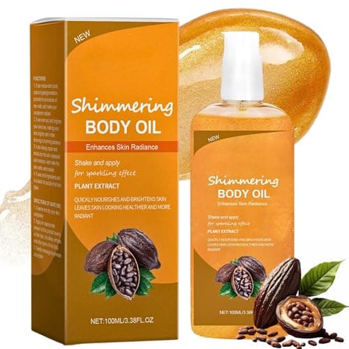 Image of Cocoa Butter Formula Shimmer Body Oil, Radiance Shimmer Oil for Glowing Skin, Gold Body Glitter Oil with Vitamin E for Face & Body, Enhances Dark Tones & Tans, Hydrating, Lightweight, Non-Sticky