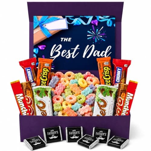 Image of Fathers Day Chocolate Hamper Best dad Gift Chocolates Box – 10 Standard Chocolate Bars 6 Mini Father’s Day Neapolitans Retro Sweets in Magnetic Box – Birthday Treat for Father Daddy Papa Grandad