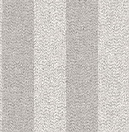 Image of CROWN M1872 Harris Stripe Luxury Textured Wallpaper, Soft Grey