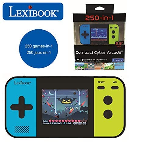 Image of Lexibook JL2377 Compact Cyber Arcade Portable Console, 250, LCD, Battery Operated, Video Game for Children, Black/Blue/Green