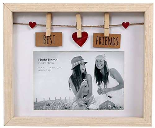 Image of Wooden Clothes Line Box Frame with Pegs for 6 X 4 Photo - Best Friends
