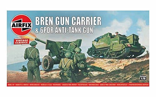 Image of Airfix Vintage Classics Set - A01309V Bren Gun Carrier & 6PDR Anti-Tank Gun - Plastic Model Tank Kits for Adults & Children 8+, Set Includes 45 Pieces, Sprues & Decals - 1:76 Scale Model Tank Set