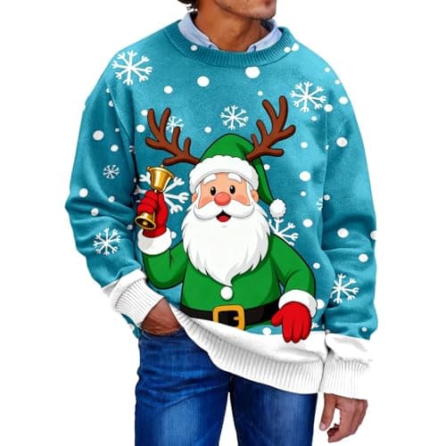 Image of Generisch Pullover Men's Sweatshirt Men's Jumper Sweater Printed Long Sleeve Sweatshirt with Crew Neck for Comfortable Casual Wear, sky blue, S