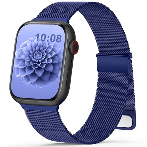 Image of Yoohoo Milanese Loop for Apple Watch Straps 38mm 40mm 41mm 42mm 44mm 45mm 46mm 49mm Women Men,Adjustable Metal Band with Dual Magnetic Clasp for iWatch Series 11 10 9 8 7 6 5 4 3 SE3 Ultra3,Blue