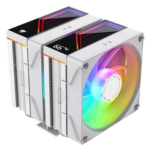 Image of Jungle Leopard KF620 DGT ARGB Digital CPU Air Cooler White, 265 W TDP, 158 mm Height, Double 12 cm Quiet PWM Fan CPU Cooler, for Intel LGA 1700/1200/115X/1851/1366/2011, for AM4/AM5
