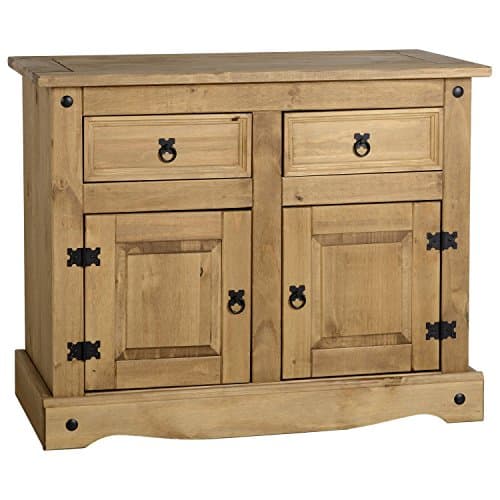 Image of Corona Solid Sideboard 2 Door 2 Drawer Wood Pine Wooden Dresser Cabinet Side Unit Cupboard Living Room Hallway Lounge Bedroom Mexican Style 76cm High 87cm Wide 40cm Deep