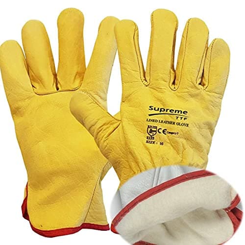 Image of SupremeTTF 2 Pairs Drivers Work Gloves Soft Cotton Lined Leather Mens Work gloves Gardening Constructions (XXL)