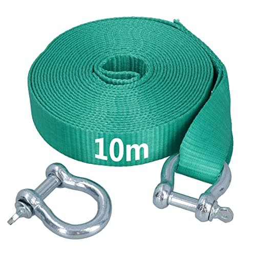 Image of AB Tools Extra Long 10m Recovery Strap Tow Rope & Two Shackles 8T Towing 4x4 Off Road