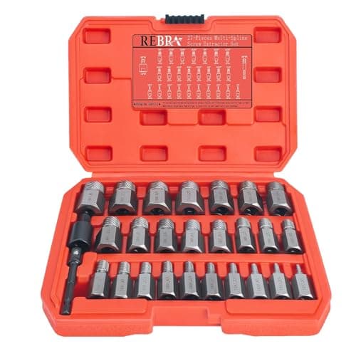 Image of 27-Piece Screw Extractor Set, Impact Double-Head Bolt Remover Kit, 3/8" Inch Hex Head Multi-Spline for Removing Stripped, Rounded, Damaged, Broken Screws, Bolts, Studs