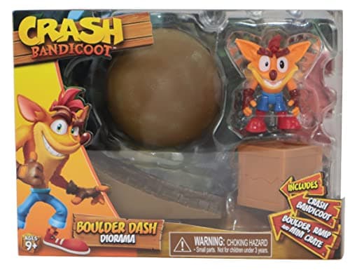 Image of Crash Bandicoot Bandai Boulder Dash Diorama | Play Set Includes 6cm Crash Collectable Figure With Boulder Ramp And Crate Based On Video Games | Great Girls And Boys Toys