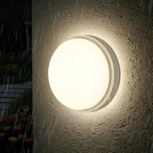 Image of ANWIO 14W Outdoor Bulkhead Lights, Ip54 Led Round Bathroom Light,1400LM,4000K Natural White Wall Outside Light,Waterproof Outside Lights for Porch,Kitchen, Bedroom,Living Room (1 Pack)