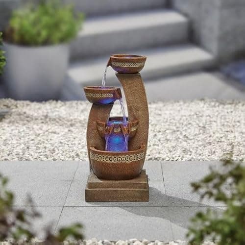Image of Kelkay Azure Columns with Lights Modern Solar Powered Water Feature