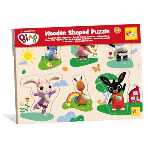 Image of Lisciani - BING Wooden Puzzle - Shapes To Assemble Baby Puzzle for Children from 1 year - 6 Wooden Bing Silhouettes - Early Years Toy - Learning Shapes - Bing Educational Game - From 12 months