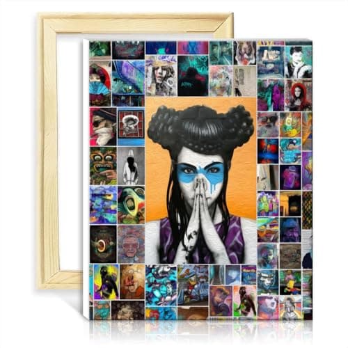 Image of TANGFEIY Canvas Oil Painting Graffiti Canvas Oil Painting Kit Kids Adults with Brushes and Acrylic Pigment on Canvas Picture for Home Decor NO Frame(50x65cm)