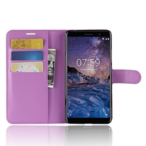 Image of KP TECHNOLOGY Nokia 7 Plus Case, Nokia 7 Plus Leather Case, 7 Plus Book Flip Leather Wallet Cover with Card Slots for Nokia 7 Plus [Compatible With 7 Plus Screen Protector] (PURPLE)