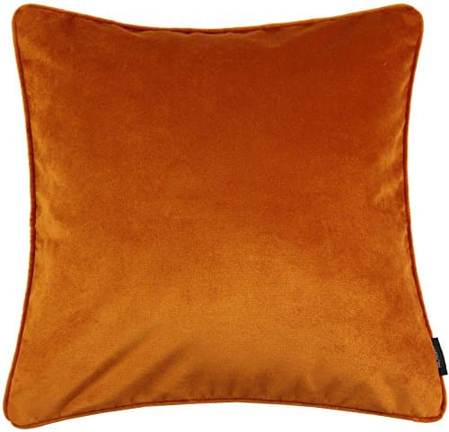 Image of McAlister Textiles Matt Velvet Piped Cushion Covers - Spice Orange 49x49 Cm - 19x19 Inches - Plush Decorative Throw Pillows Machine Washable & Fade Resistant