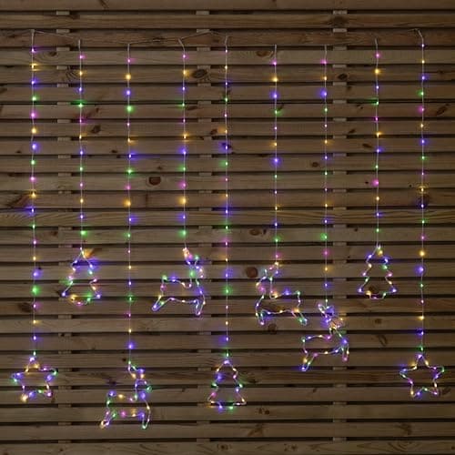 Image of 1.2 x 1.1m Christmas Window Curtain Light with 327 Multi-Coloured LEDs