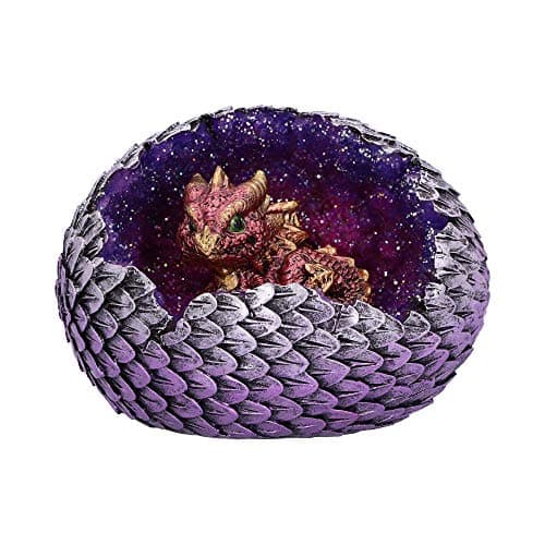 Image of Nemesis Now U4999R0 Red Geode Home Glittering Hatchling and Egg Figurine, Polyresin, One Size