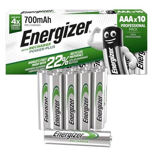 Image of Energizer Rechargeable AAA Batteries – Pack of 10 | 700mAh NiMH | Pre-Charged & Reusable | Long-Lasting Power for Remotes, Toys, Clocks & Wireless Devices