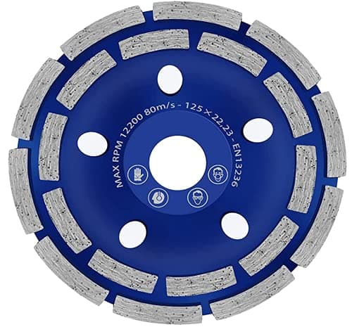 Image of Tech Traders Universal Premium Diamond Grinding Cup Wheel 125 mm 5" x 22.2 mm Double-Row Concrete Grinding Wheel, for Granite,Natural Stone,Stone,Masonry,Universal Diamond Section Wheel